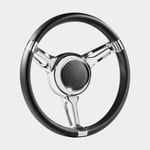 Isotta Båtratt motorbåt Diama, rostfritt stål med läder, Ø350 mm, nav, passar 3/4" (19 mm) rattaxel, svart
