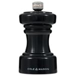 Cole & Mason H233066 Hoxton Black Gloss Salt Mill, Non Corroding Ceramic Mechanism, Compact Salt Grinder with Adjustable Grind, Beech Wood, 104mm, Seasoning Mill, Lifetime Mechanism Guarantee