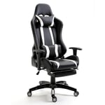 Svita - Chaise gaming Chaise de bureau Chaise pivotante repose-pieds ergonomique noir blanc