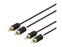 Deltaco - Ljudkabel - Rca X 2 Hane Till Rca X 2 Hane - 3 M - Svart