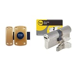 Ifam B6/50 (025360) - Verrou de sécurité pour porte système d'ouverture bouton/clé, levier de 110 mm et 2 tours, 5 clés à points de sécurité & Yale YC1000+ Cylindre de Serrure Débrayable 30x30 mm