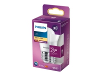 Philips - LED-glödlampa - form: P45 - glaserad finish - E27 - 2.8 W (motsvarande 25 W) - klass F - varmt vitt ljus - 2700 K