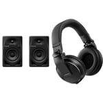Pioneer DJ DM-40D 4” desktop monitor system (Black) & HDJ-X5-K DJ Headphones Black