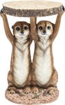 Kare Design Side Table Animal Meerkat Sisters, brown, polyresin, round bedside table, max. load 20kg, side table living room, room decor, 52x35x33cm (H/W/D)