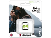 Kingston Technology Canvas Select Plus, 64 Gb, Sdxc, Klass 10, Uhs-I, 100 Mb/S, Class 1 (U1)