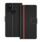 COODIO Samsung Galaxy A21s Case, Samsung A21s Phone Case, Galaxy A21s Wallet Case, Magnetic Flip Leather Case For Samsung Galaxy A21s Phone Cover, Black/Red
