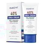 OUKEYA Crème d'Uree 40%, Crème Pieds Très Secs et Abîmés, Réparatrice Hydratante pour Crevasses Mains, Crème Gerçures Engelures, Soins Intenses Mains Pieds et Corps, Facile à Transporter, 85g Lot de 1