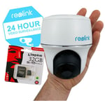 Pack caméra motorisée 4MP + carte-SD - 100% sans-fil autonome ip wifi / Plage horaire / IP64 / shd 2K / app (Reolink)