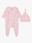 BOSS Baby Logo Heart Sleepsuit & Hat Set, Light Pink
