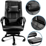 Fauteuil gamer - noir - Chaise gaming - Siège de bureau réglable - Avec repose-pieds télescopique - Ergonomique - Appui-tête - Support lombaire