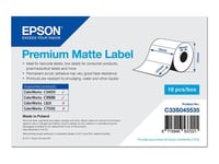 Epson Premium - Étiquettes mates en forme découpée - 76 x 127 mm 265 étiquette(s) ( 1 rouleau(x) x 265 ) - pour Epson TM-C3400-LT; TM C3400, C3400 SecurColor, C3400BK, C3400E, C3400U, C3500