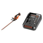 BLACK + DECKER | GTC18452PC-GB 18V 45cm Anti-jam Hedge Trimmer, 18 V, Orange & 14.4-18V Cordless Fast Charger for Power Tools with 2 Years Guarantee, 1 Ah Lithium-Ion, BDC1A-GB
