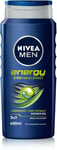 NIVEA MEN Shower Gel Energy (6 x 400ml), Energizing Body Wash with Mint Extract