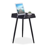 Relaxdays Table Basse avec Repose Tablette, Table Bout de canapé hexagonale, Acier et MDF, HLP : 50x50x43,5 cm, Noir