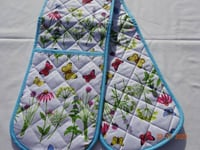 Double Oven Gloves.  Herbs & Butterflies  Made in UK.  Lovely new pattern
