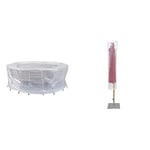 HOUSSE RONDE POUR TABLE DE SALON DE JARDIN diam 200 x H80 & 07350 - Housse de Parasol Droit - Transparente - 145 x 190 cm - Résistante aux UV