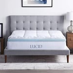 LUCID Surmatelas en Mousse à mémoire de Forme en Duvet Alternatif de 10,2 cm et Gel – Trois sur-Matelas en Un – Lit Double, Blanc