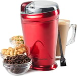 Andrew James Electric Coffee Grinder, Bean, Nut & Spice Powerful Red 