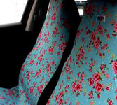 Me-Mo 123 Vintage Pair of Front Car Seat Covers, Blue/Rose