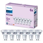 Philips LED Classic Spot Light Bulb 6 Pack [Cool White 4000K - GU10] 50W, Non Dimmable. for Home Indoor Lighting