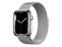 Apple Watch Series 7 - 45mm GPS + Cellular, Stainless Steel Case with Silver Milanese Loop