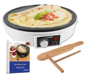 30.5cm Electric Pancake & Crepe Maker by StarBlue with Free Recipes e-Book and Wooden Spatula - AC 220-240V 50/60Hz 1000W, UK Plug, Europe Adapter Included