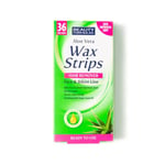 36 x Aloe Vera Wax Strips Bikini Line Face Lip Safe Easy Women  Hair Removal