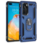 Fingic Huawei P40 Case, Huawei P40 Case Hybrid Dual Layer Protective Huawei P40 Cover with 360° Rotating Ring Holder Kickstand Soft TPU Bumper Shockproof Anti-Scratch Huawei P40 Case,Navy Blue