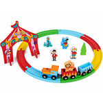 Woody Treasures Wooden Toys - Wooden Train Set for Children 3 Years & Up - 20-Piece Circus Themed Train Track Kids’ Toy - Colourful Toddler Toys for Boys & Girls