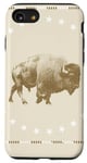 Coque pour iPhone SE (2020) / 7 / 8 Bison Buffalo Stars Animaux Sépia Marron Blanc Tourbillon Bordure