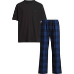Calvin Klein Pure Flannel Short Sleeve Pyjamas Svart/Blå bomull Large Dam