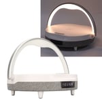 LED Bedside Lamp BT Speaker Wireless Charger Clock 4 In 1 Phone Holder Multi HEN