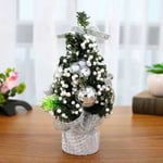 Mini Artificial Christmas Tree With Ribbon Bow Tabletop Decor Silver 7.87"