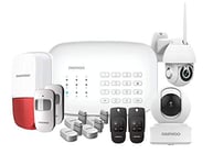 Daewoo Pack Premium | Alarme Maison sans Fil WiFi GSM Connectée avec Sirène Extérieure | 2 Caméras De Surveillance | Compatible avec Amazon Alexa, l’Assistant Google