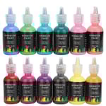 12 Färger Airbrush-färgset 348ml, DIY Flytande Bläck för Bilhantverk, Kakel, Stenar och Konstprojekt, Ultratunn Spets, Vattenbaserad, Lätt att Använda