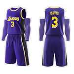 pour Les Maillots de Basket-Ball Lakers Lebron James Kobe Bryant Anthony Davis Dwight Howard, Uniformes d'entraînement de compétition de Performance, Shorts de Gilet Enfants Adultes-Davis-XL