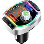 FM Bluetooth Transmitter Car, Wireless Bluetooth FM Radio Adapter with QC+ PD3.0 USB C Fast Charger, Voice Assistant,Hands-Free Calling, Support TF Card and USB Flash Drive
