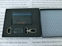 TED BAKER Leather Card Holder & Keyring Gift set Mens Black Key Fob Wallet BNIB