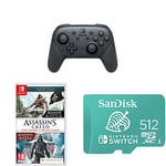 Manette Switch Pro + Assassins Creed Rebel Collection (Code in Box) + Sandisk Card 512 GB