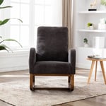 Wishdor - Fauteuil à Bascule Confortable Chaise Loisirs et Repos pour le Salon - Lin et structure en bois massif Noir - Noir