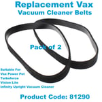 2 Pack Vacuum Cleaner Belts for VAX Power Pet Turboforce Vision Lite Infinity