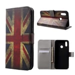 Huawei P20 Lite / Nova 3e mobilfodral i PU skyddar plånbok korthållare sedelförvaring stående läge - Vintage brittisk flagga