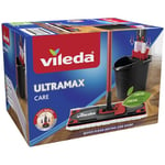 Vileda Ultramax Care Kit Complet avec Balai serpillère avec Manche | Seau avec PowerPress | pour sols délicats | 100% Microfibre recyclée * | Fond à séchage Rapide