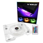 WOWLED Upgrade USB RGB LED Cooler Cooling Fan Stand, Wireless Remote Controller IR, Multi-color LED Light Accessories for PS4 Playstation 4 Pro, PS4 Slim, XBOX One X, Notebook, Laptop, Gaming Consoles