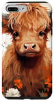 iPhone 7 Plus/8 Plus Cute Baby Highland Cow with Flowers Calf Animal Spring Case