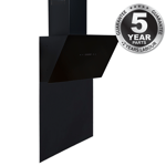 SIA 60cm Black Angled Touch Control Cooker Hood & Toughened Glass Splashback