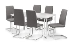 Julian Bowen Positano Dining Table and 6 Roma Chairs, White Marble and Grey