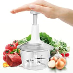 JXWL Food Chopper 1.5-Litre Manual Hand Held Vegetable Choper/Blender for Nuts, Herbs, Onions, Fruits, Vegetables, Salad, Pesto, Coleslaw, Puree, BPA Free
