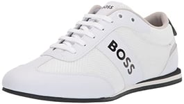 BOSS Homme Big Logo Nylon Mesh Sneakers Basket, Savon Blanc, 43 EU