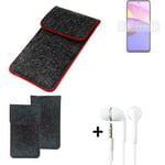 Case for Lenovo K14 Plus dark gray red edges Cover + earphones